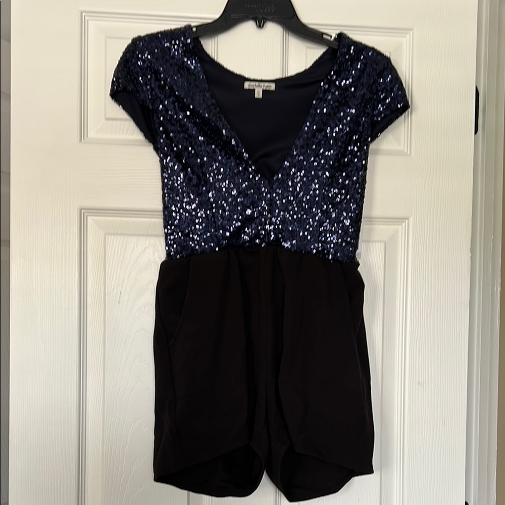 Charlotte Russe Navy Sequin Romper